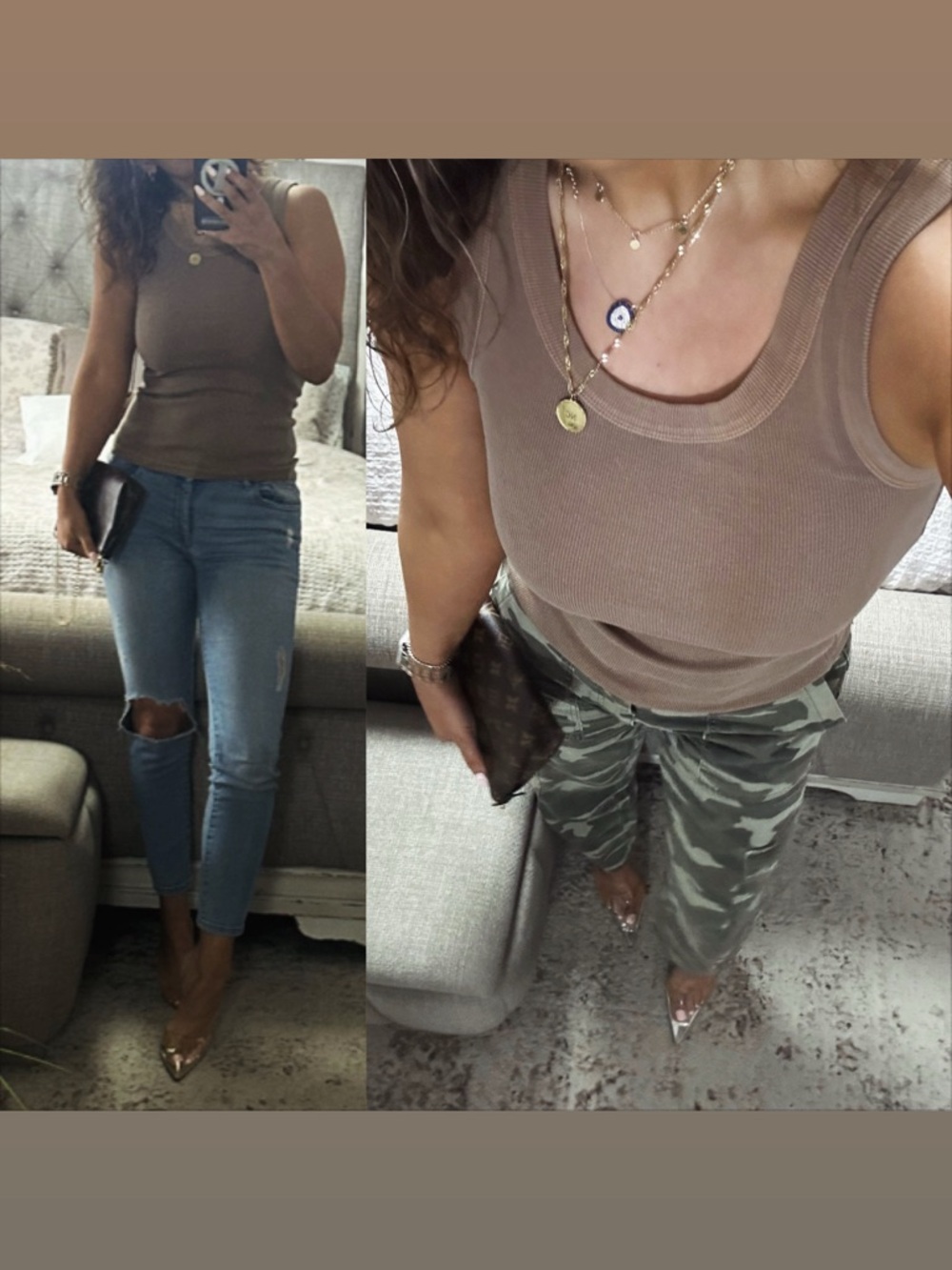 New🩷 Garment Dyed Taupe Ribbed Tank